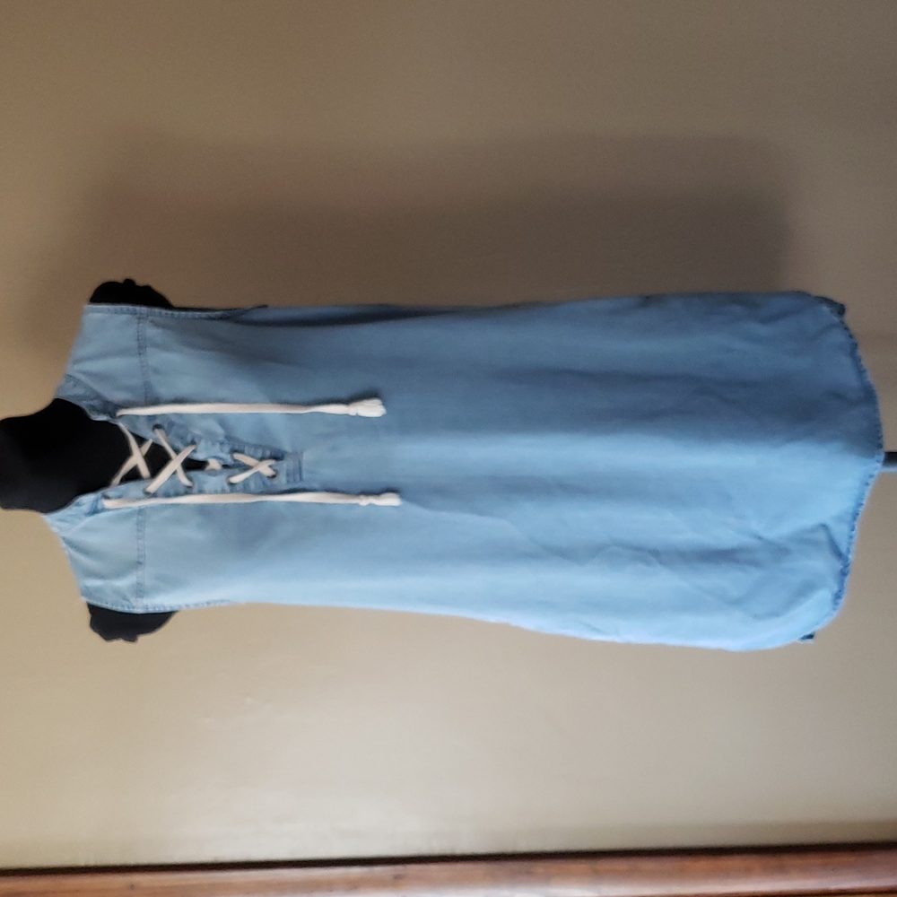 beachlunchlounge by Anthropology Sleeveless Denim Shirt Dress Women's Size Small